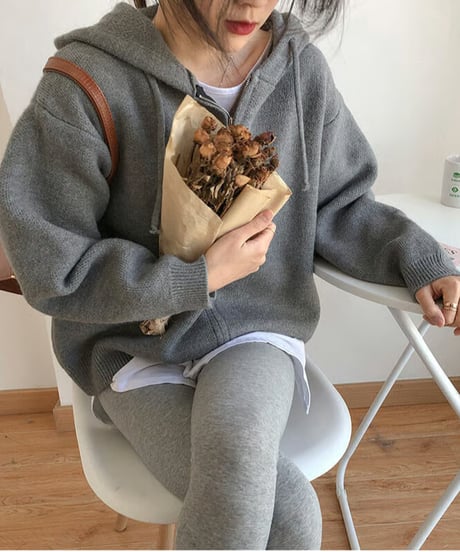 zip knit hoodie / 4color　hm2655