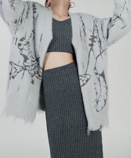 front zipper knit cardigan　hm1829