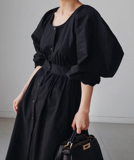bubble sleeve shirt dress / 2color　hm1582