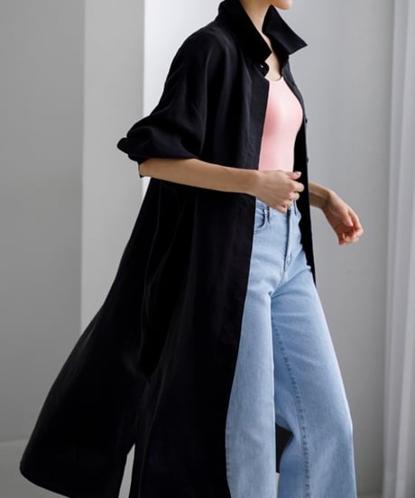 oversize sheer long-shirt　hm1589