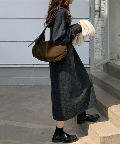 soft knitted dress / 2color　hm2542