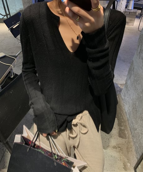 v-neck knit sweater / 2color　hm1040