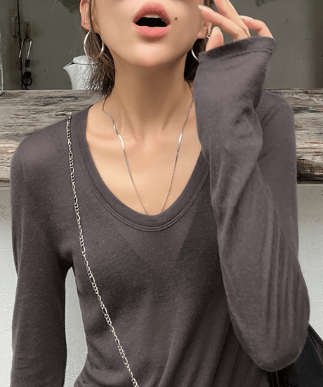 u-neck sheer top / 2color　hm1391