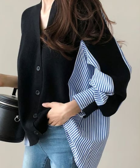 docking knit cardigan / 2color　hm2780