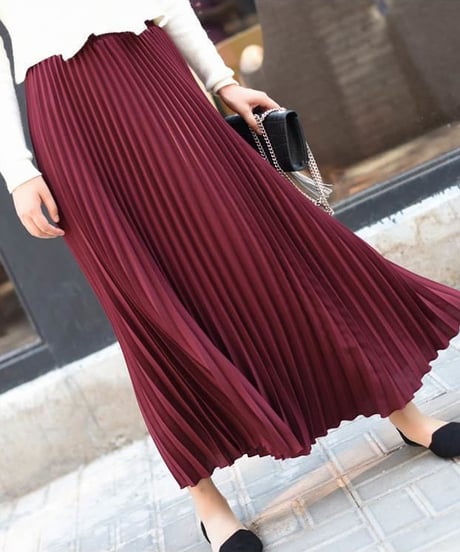 pleated long skirt / 9color　hm2133