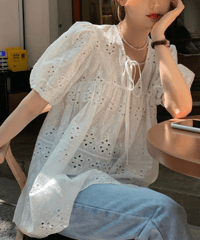 eyelet lace blouse　hm2920