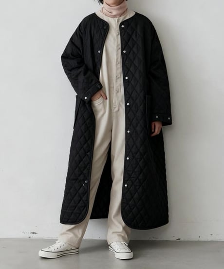 collarless quilted coat　hm2686