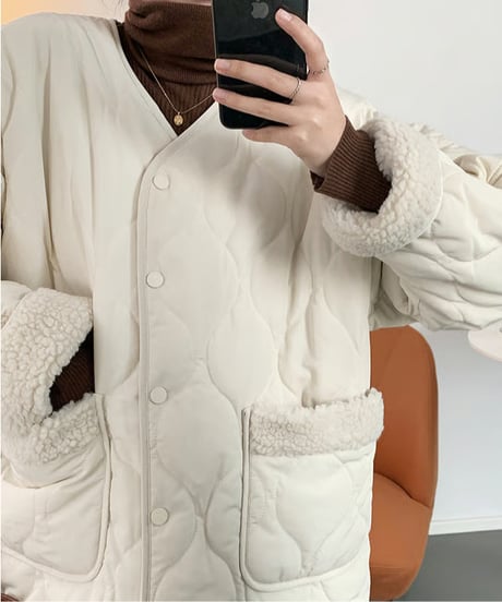 quilting boa coat / 2color　hm2709