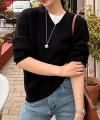 simple v-neck knit / 2color　hm2748