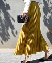 pleated long skirt / 9color　hm2133