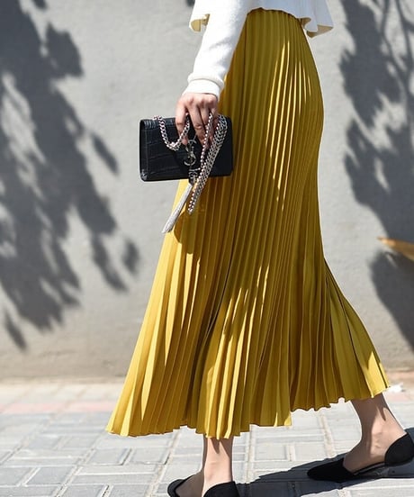 pleated long skirt / 9color　hm2133