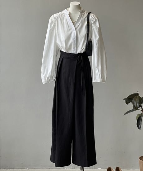 gathered puff sleeve shirt / 2color　hm1715