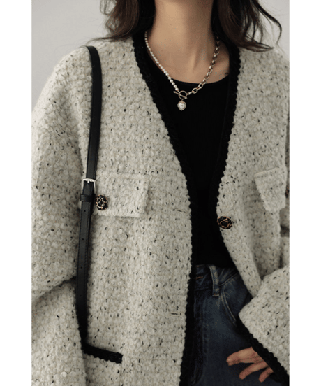 tweed trim jacket / 2color　hm2711