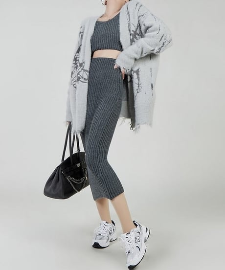 front zipper knit cardigan　hm1829