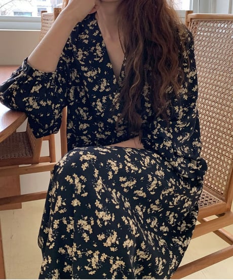 v-neck floral dress / 2color　hm2914