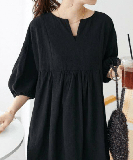 gathered v-neck blouse / 4color　hm2894