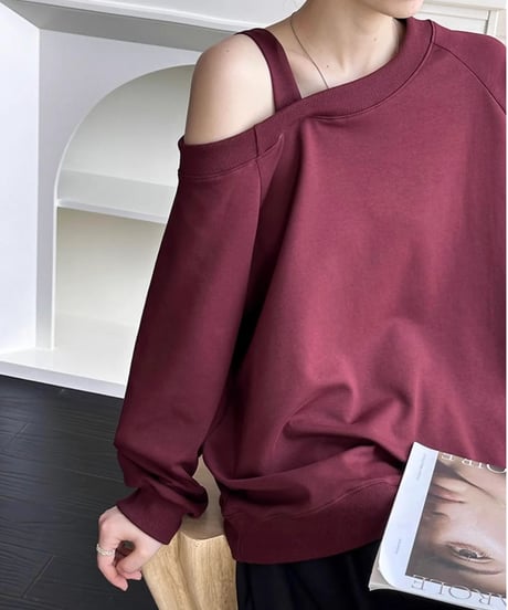 one shoulder loose top / 3color　hm1708
