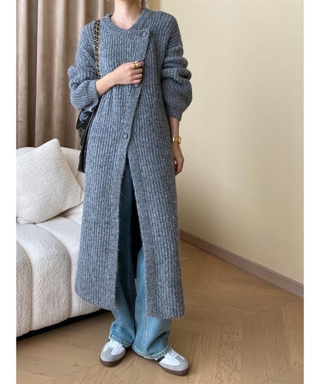 asymmetric long cardigan / 2color　hm2793