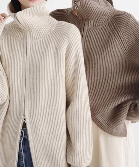 double zip cardigan / 4color　hm1830