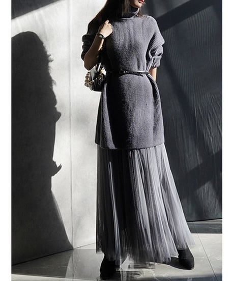 long flared tulle skirt / 4color　hm1885