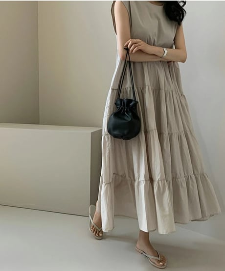 tiered cotton dress / 4color　hm2907