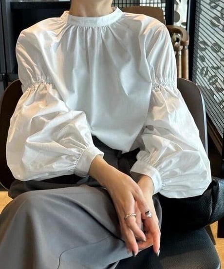 stand collar blouse / 4color　hm2526