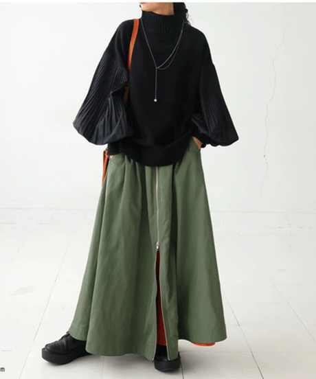 pleated sleeve knit top / 2color　hm2685