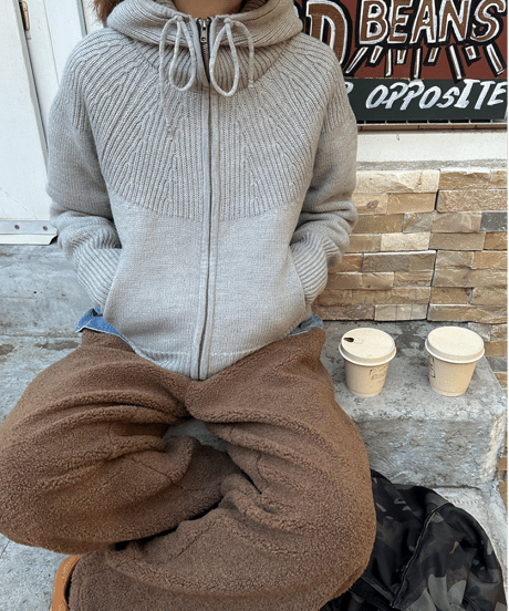 knit hood parka / 2color　hm1117