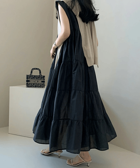 tiered cotton dress / 4color　hm2907