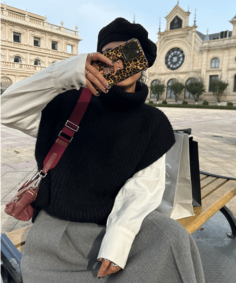 high-neck loose knit vest / 2color　hm1760