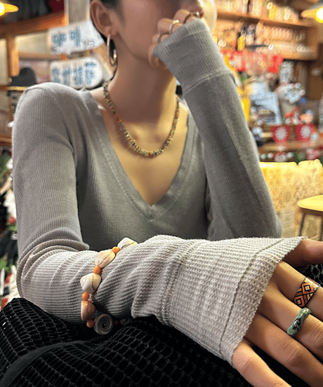 v-neck thermal top / 2color　hm2081