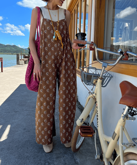 floral print cami overalls / 2color　hm1643