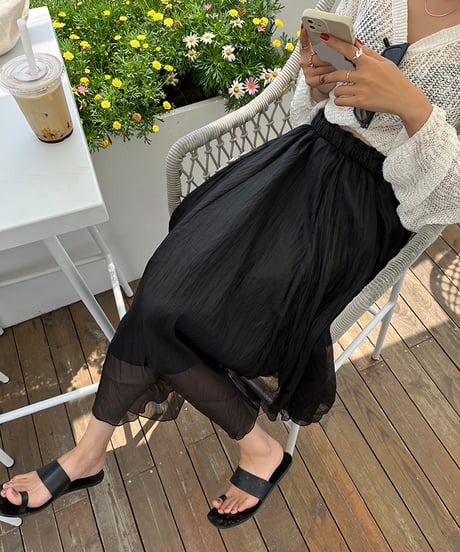 sheer pleated skirt / 2color　hm1359
