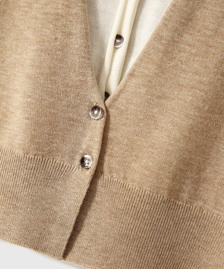《即納》layered knit cardigan / 4color　hm2722