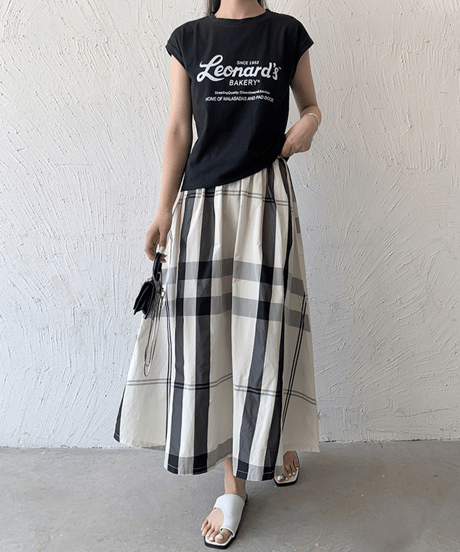 plaid flare skirt / 4color　hm2887