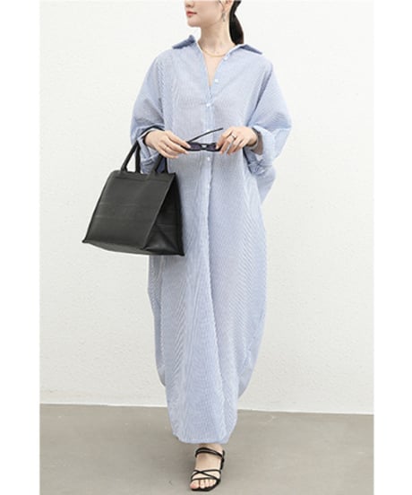 striped shirt dress / 3color　hm2538