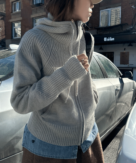 knit hood parka / 2color　hm1117