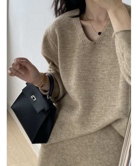 knit tops&skirt set / 4color　hm1867