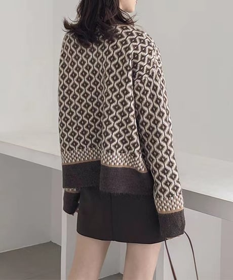 《即納》geometric cardigan / 3color　hm1717