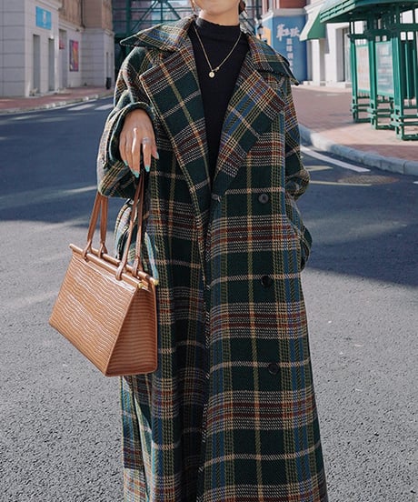 retro check chester coat　hm1747