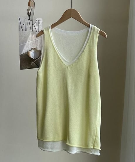 layered v-neck tank / 7color　hm2257