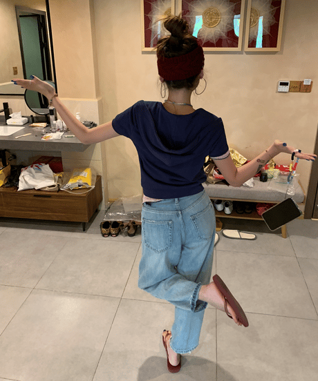 tapered cropped denim pants / 2color　hm1453