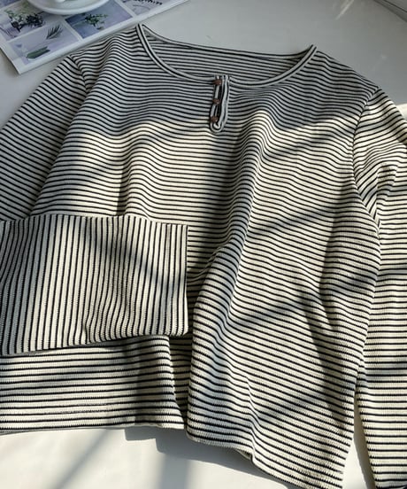 henley neck border top　hm1739