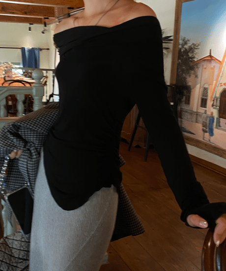 cowl neck long sleeve top / 2color　hm1151