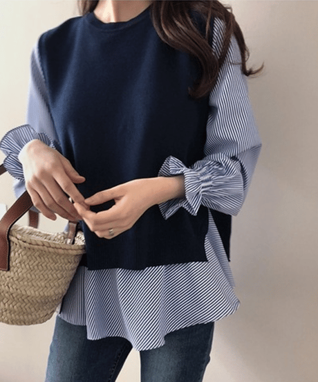vest & blouse set / 3color　hm2648