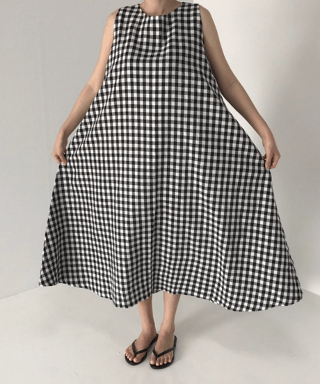 gingham flare dress　hm2909