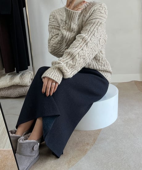 soft knit straight skirt / 6color　hm2678