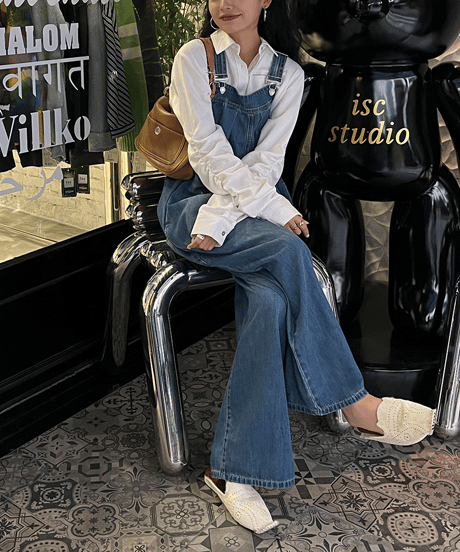 tuck denim overall / 2color　hm1277