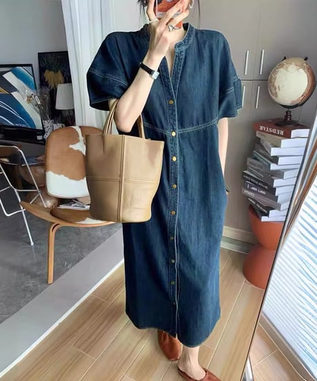 denim button dress　hm2924