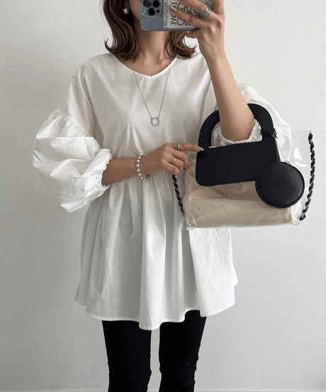 gather flare blouse / 2color　hm2579